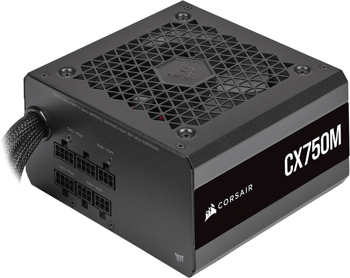 Corsair CX-M CX750M Renewed packaging and manuals for setup guidance.