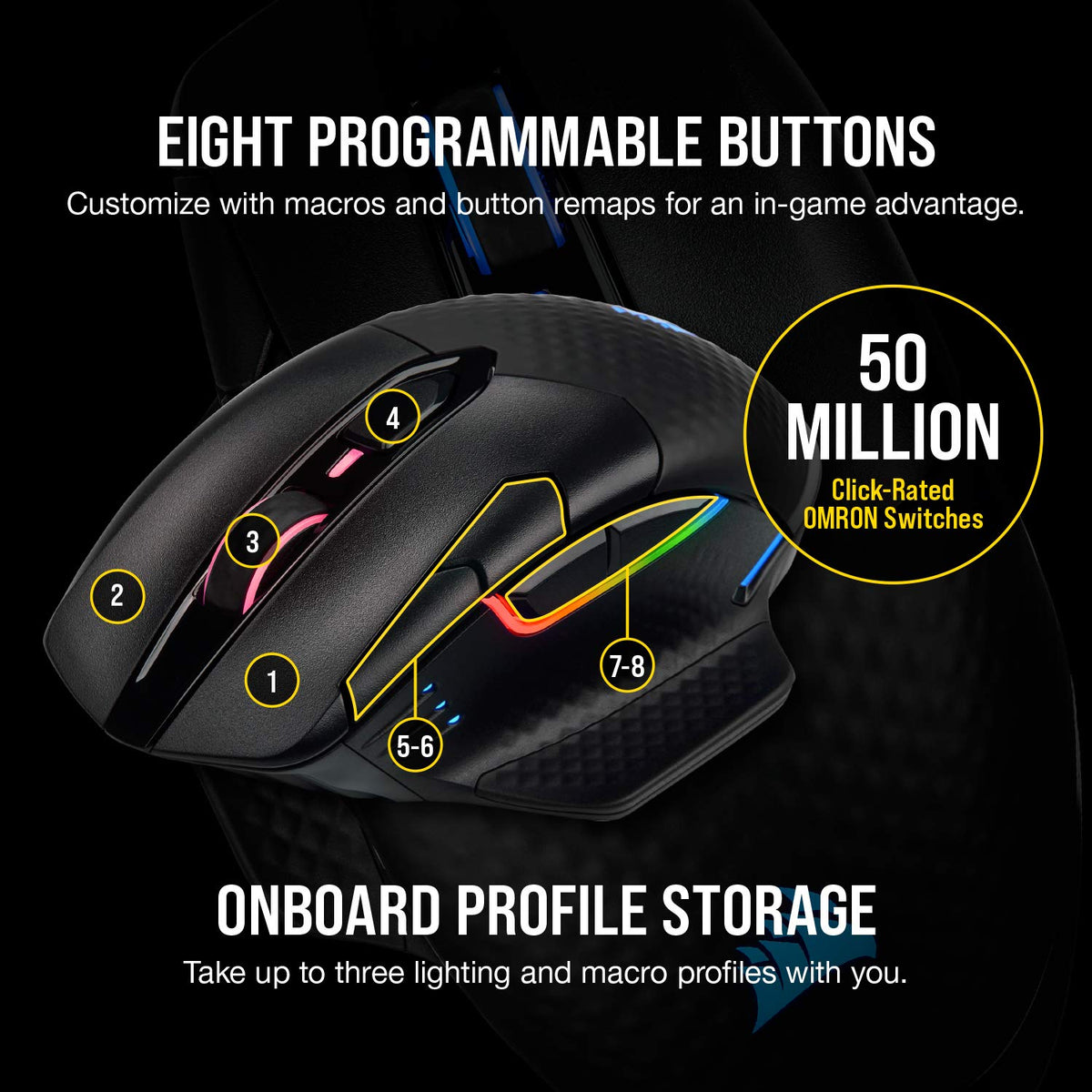 Corsair Dark Core RGB PRO SE eight programmable buttons for macros