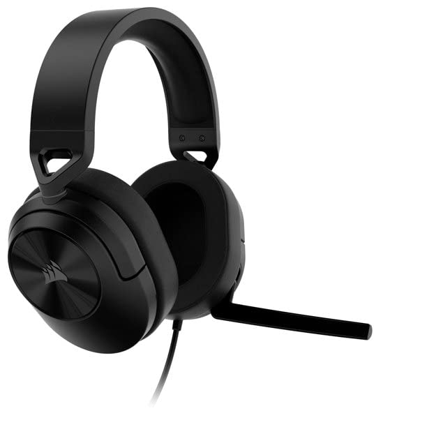 Corsair HS55 memory-foam ear cushion detail showing soft comfort benefit