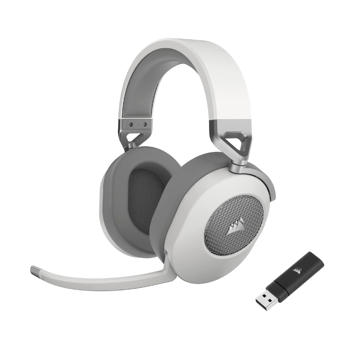 Corsair HS65 front view headset for immersive wireless gaming audio.