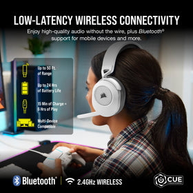 Corsair HS65 side view highlighting lightweight aluminum frame and comfortable headband.