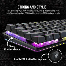 Corsair K70 Pro Mini 360° LightEdge vivid edge lighting.