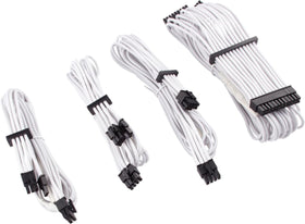 CORSAIR Premium sleeved cables white packshot showcasing sleek routing.