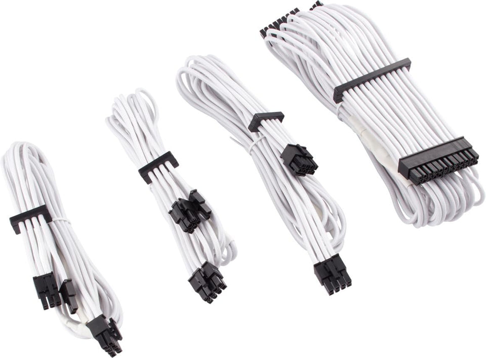CORSAIR Premium sleeved cables white packshot showcasing sleek routing.