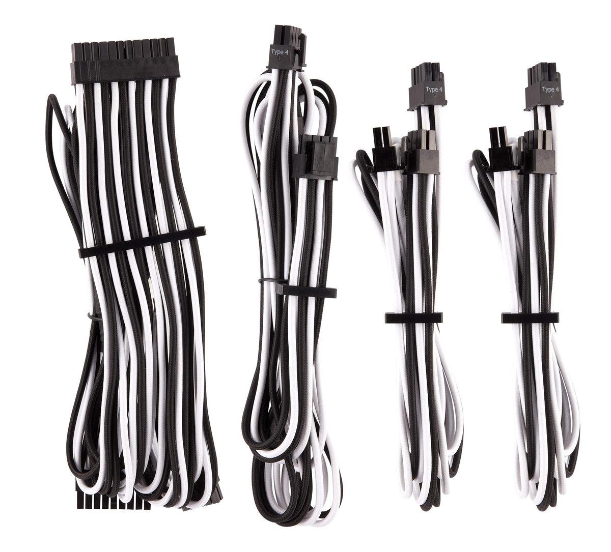 Corsair premium sleeved PSU cables in white and black for a clean build