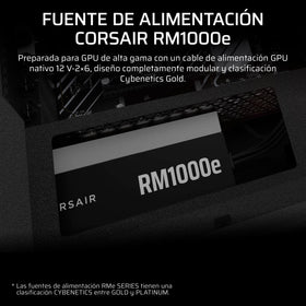 Corsair RM1000e back panel with 12V-2x6 PCIe cables.