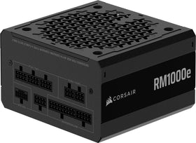 Corsair RM1000e front view showing modular cabling for clean builds.