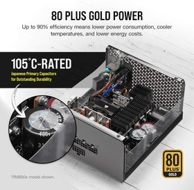 Corsair RM1000x 80 Plus Gold efficiency reduces waste and heat.