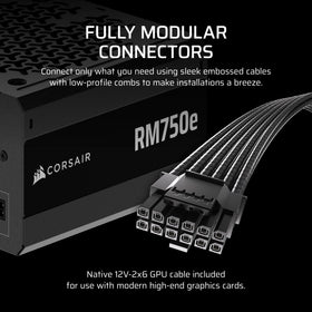 Corsair RM750e PCIe 5.1 readiness supports current hardware.