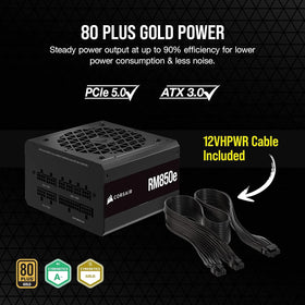 Corsair RM850e Modern Standby support enables fast wake and efficient idle power.