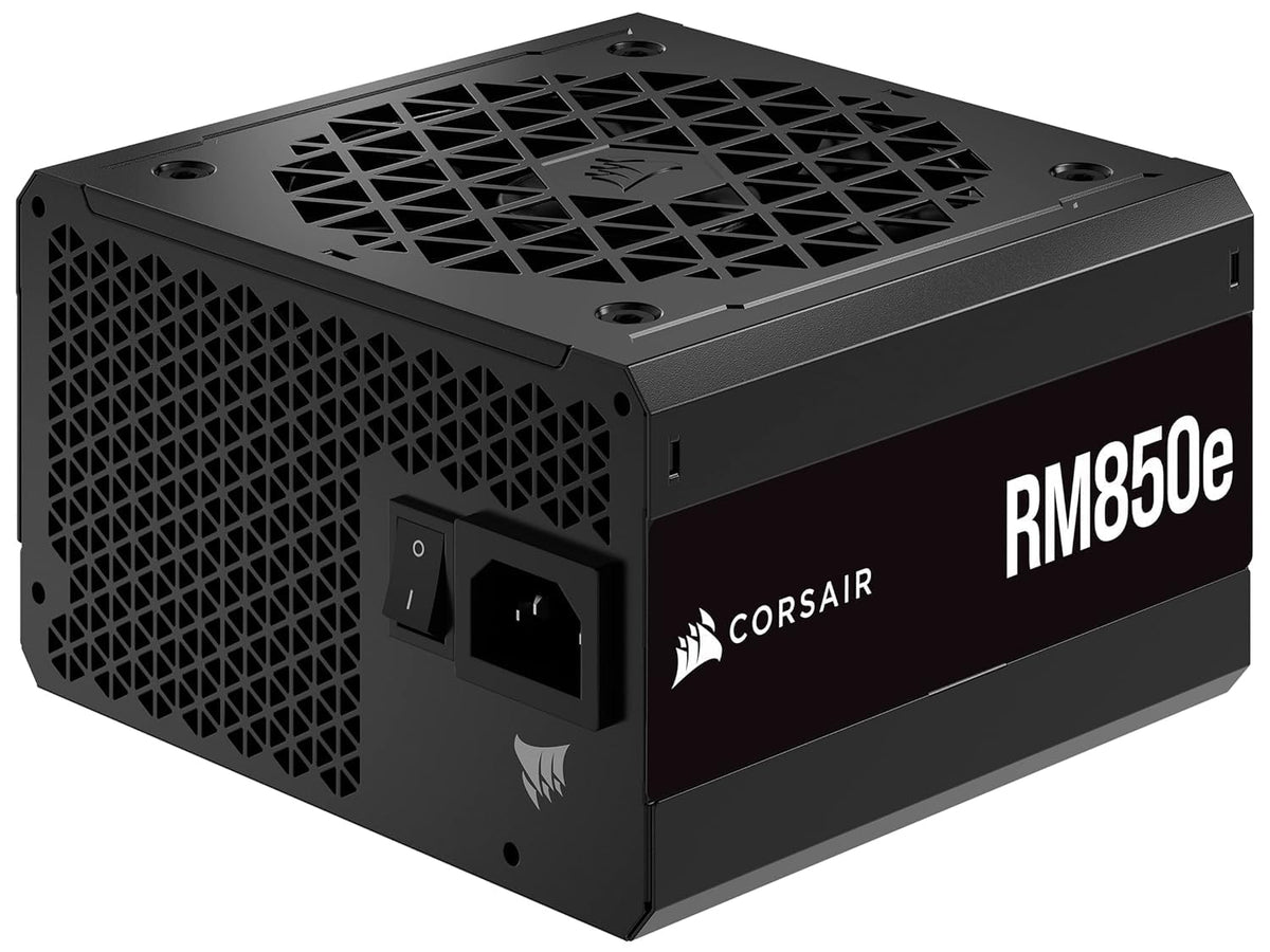 Corsair RM850e operates quietly with a 120mm fan and optimized curve.
