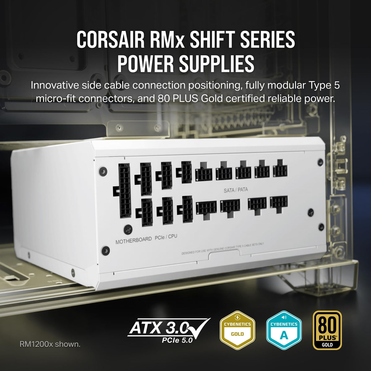 RM850x Shift modular cables neatly connected for clean, flexible cabling.