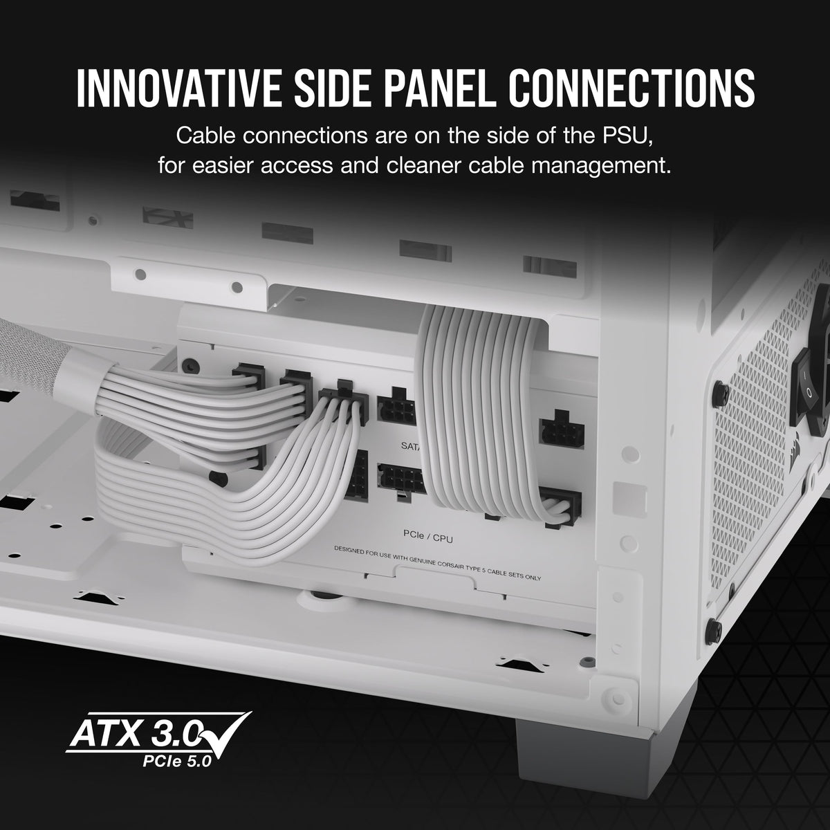 CORSAIR RM850x Shift PCIe 5.1 compatibility enables future GPU setups.