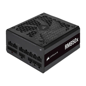 Corsair RM850x front view showcasing compact profile for efficient mid- to high-end PCs.