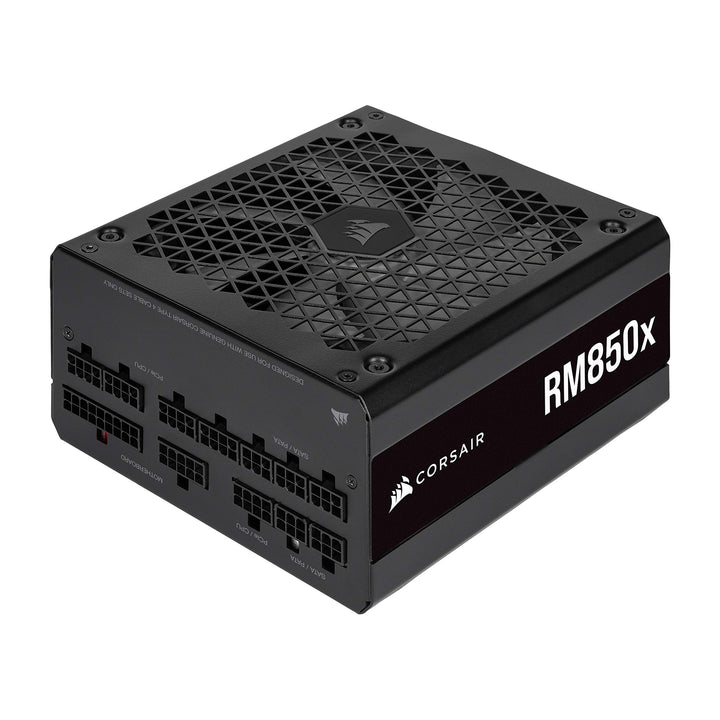 Corsair RM850x front view showcasing compact profile for efficient mid- to high-end PCs.
