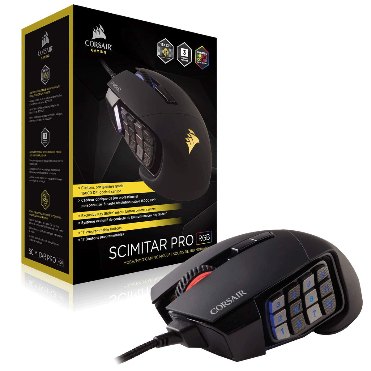 Corsair Scimitar Pro RGB mouse macro-slider-buttons focus for MMO control.