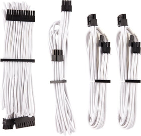 CORSAIR sleeved cables close-up highlights heatshrink-less connectors.