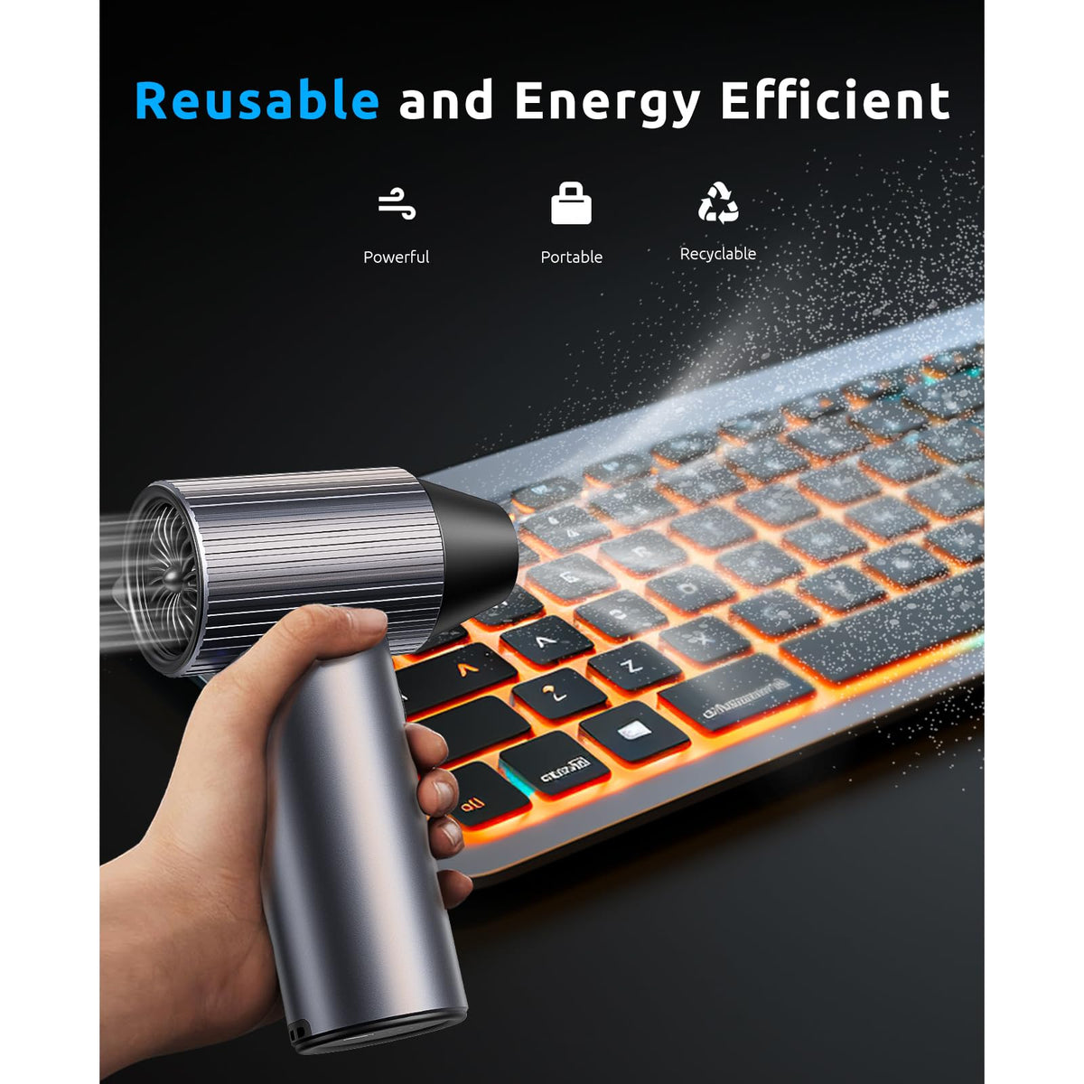 COSANO rechargeable electric duster for quick cleanup anywhere with long battery life.