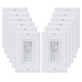 Cosfox 1-Gang Brush Wall Plate in white keeps cables organized neatly