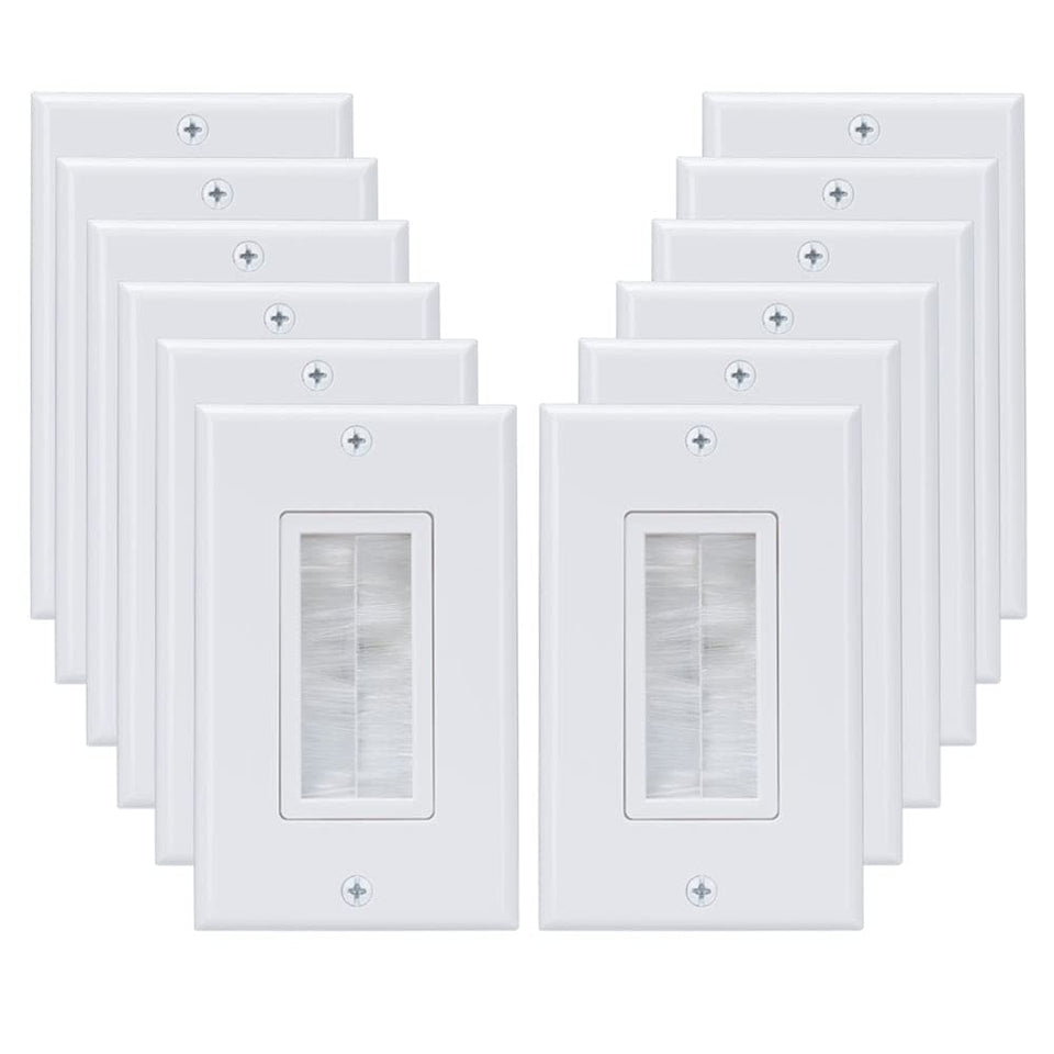 Cosfox 1-Gang Brush Wall Plate in white keeps cables organized neatly