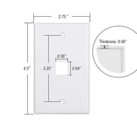 Cosfox 1-Port Keystone Wall Plate with screws included for easy mounting.