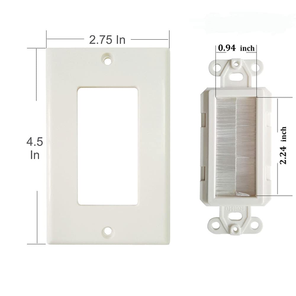 Cosfox brush wall plate for low-voltage pass-through supports HDMI, coax, Ethernet, USB cables