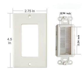 Cosfox brush wall plate for low-voltage pass-through supports HDMI, coax, Ethernet, USB cables