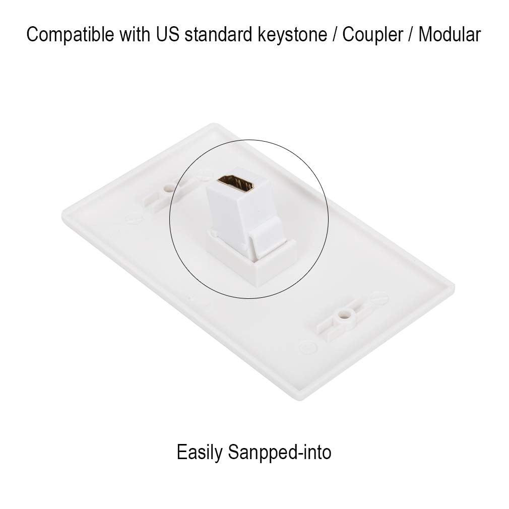 Cosfox wall plate installation showing snap-in keystone jacks for quick setup.