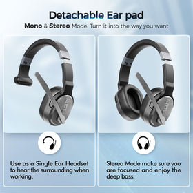 COSMUSIS close-up of detachable earpad with soft memory foam for long comfort