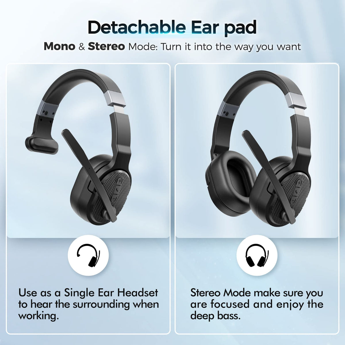COSMUSIS detachable earpad close‑up highlighting easy removal and comfort