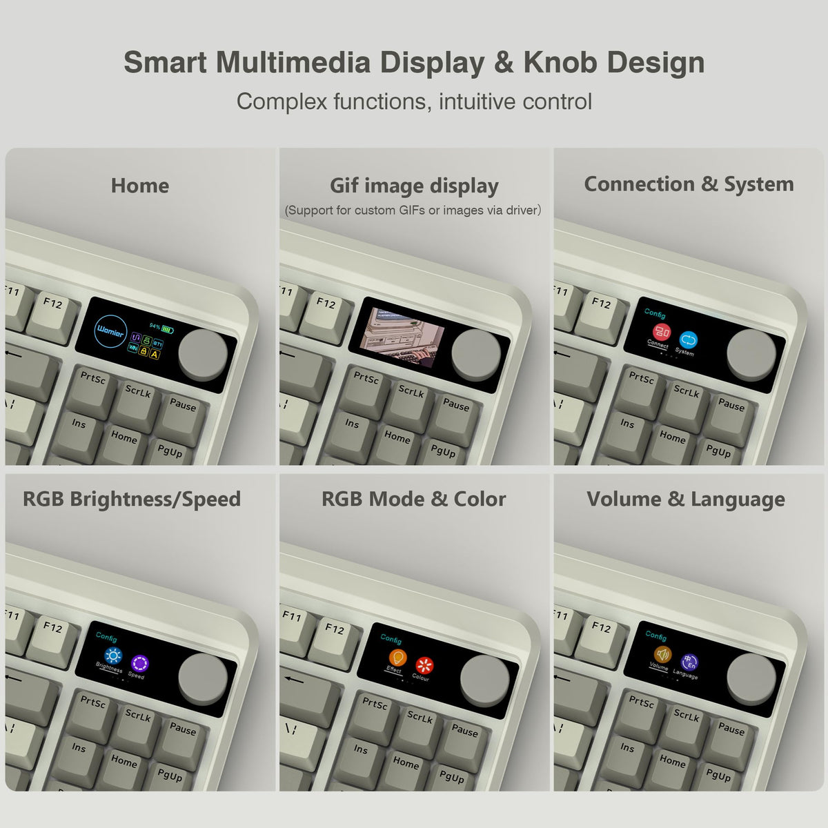 COSTOM Womier M87 Pro with knob control enables quick function tweaks during sessions