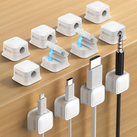 Costop 12 pack cord organizer on desk keeps cables tidy and accessible.