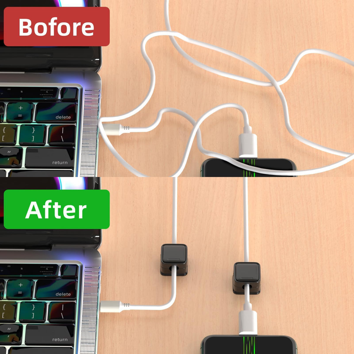 Costop charging cable organizer kit helps tidy charging areas and reduce tangles