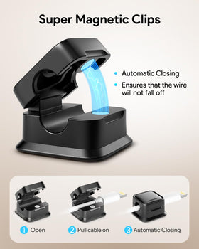Costop magnetic cord organizer keeps car charging cables secure and reachable