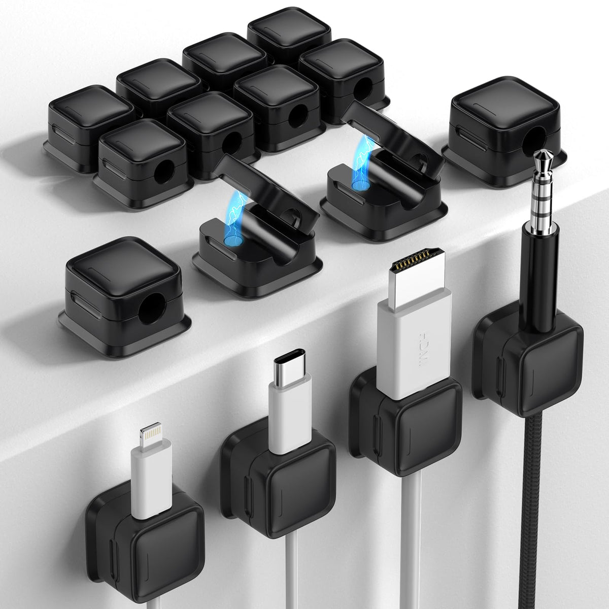 Costop 16-pack magnetic cord organizer keeps desktop cables neatly arranged for a cleaner workspace