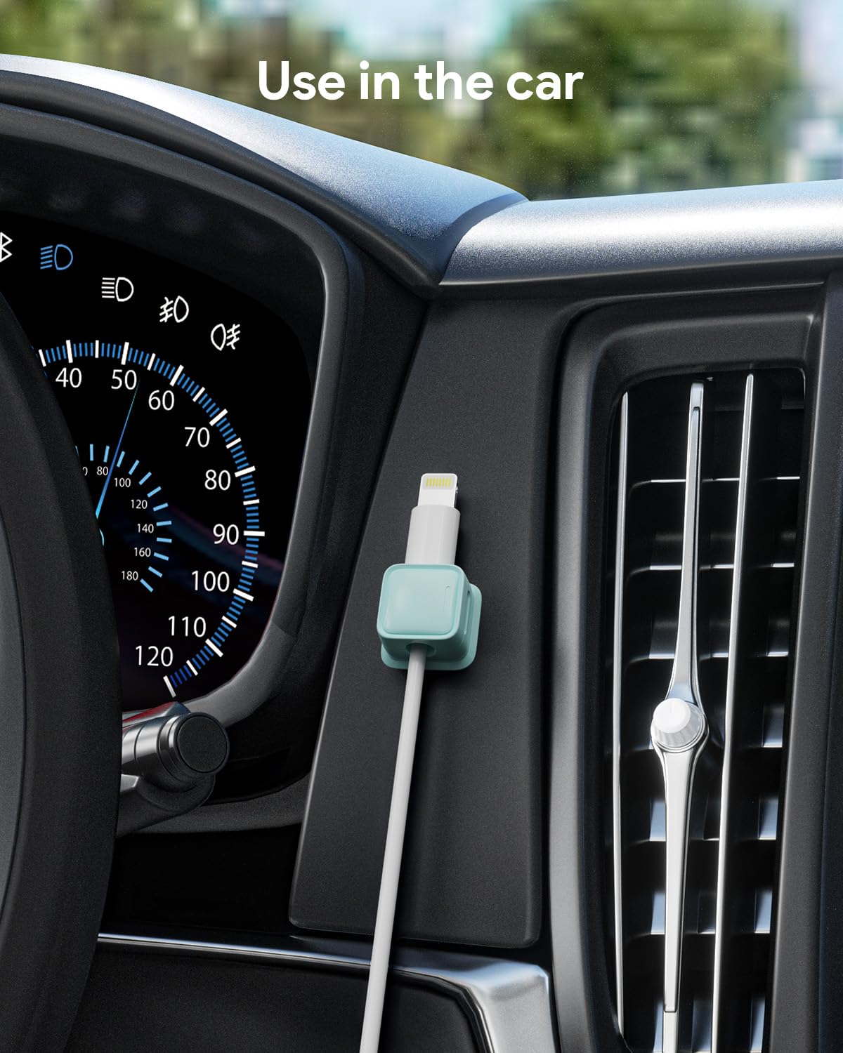 Costop magnetic cord organizer on car dashboard keeps wires neat while driving