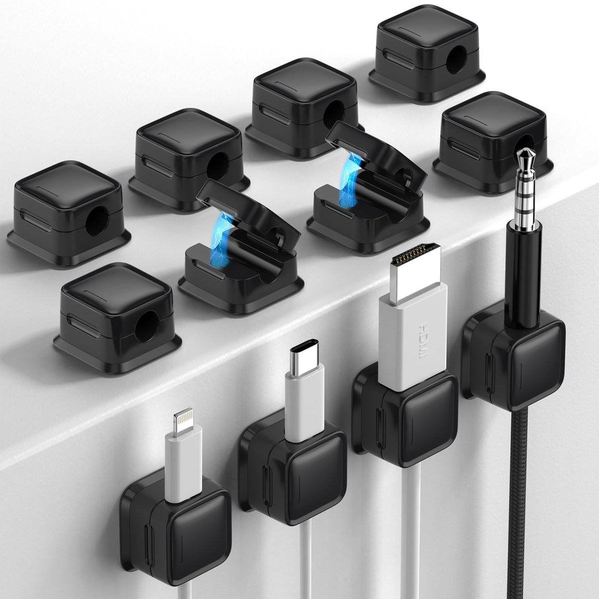 Costop cord organizer magnetic clip keeps desk cables neat and accessible.