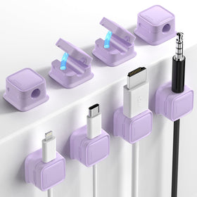 Costop purple magnetic cord organizer keeps cables tidy and accessible on a desk