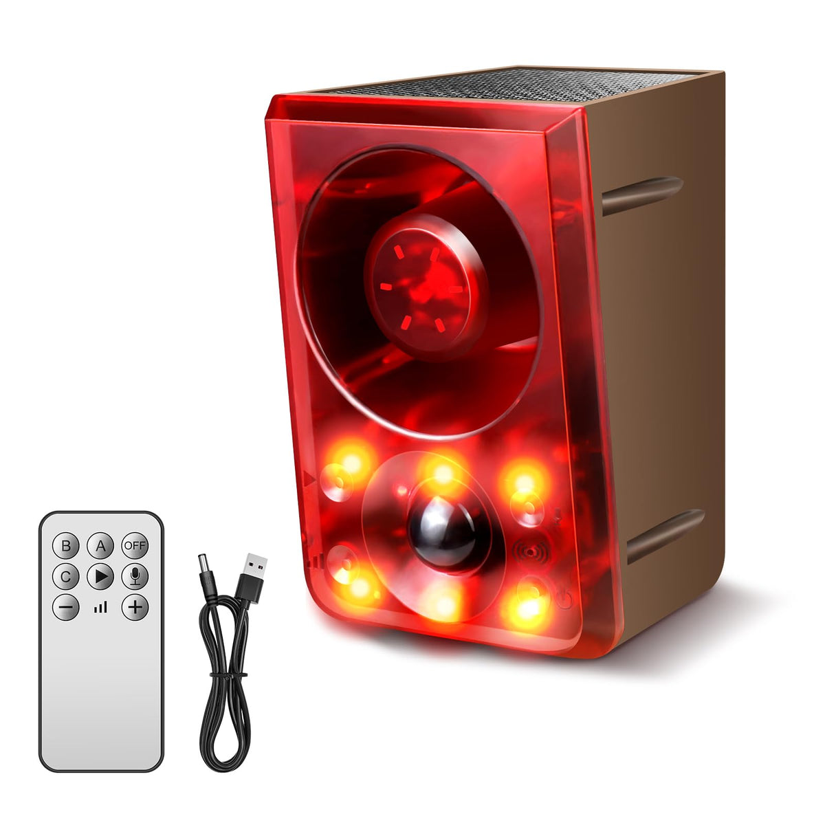 COTINSE front view mounted on post showing deterrent coverage and visible strobe
