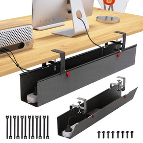 Cotohim front view of under-desk tray showing clean hidden cables and tidier desk