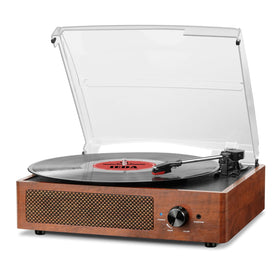 cotsoco front view of portable turntable showing retro design and easy setup