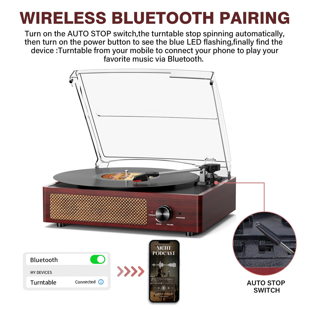 Cotsoco three-speed 33-45-78 RPM for diverse vinyl sizes