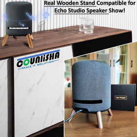 Counlisha Real Wood Stand side view demonstrates elegant walnut finish.