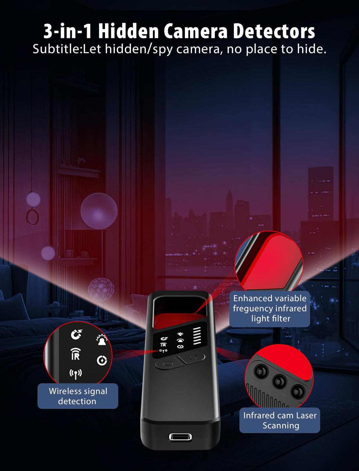 CountureMode side view highlighting mode and sensitivity buttons for easy control