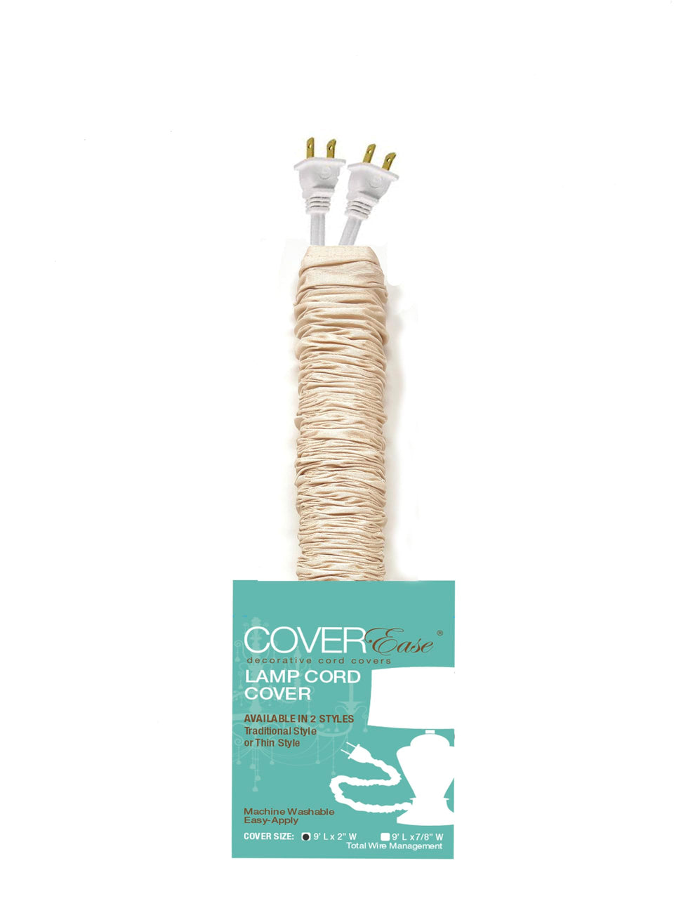Cover EASE cream lamp cord cover 9ft with silk-like finish hides tangled cords.