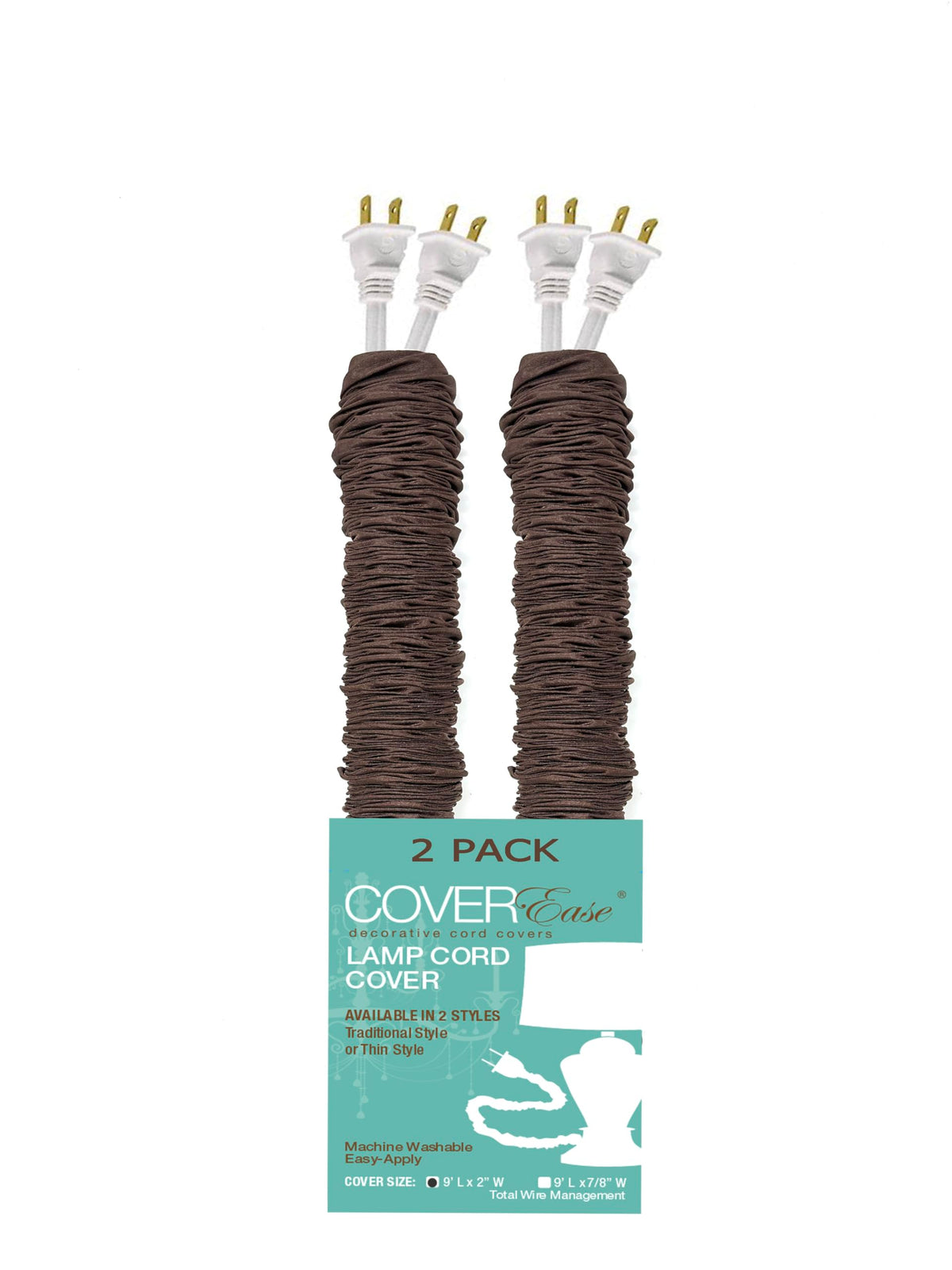 COVER EASE dark brown front packaging showing 9ft sleeve and zip ties for tidy wires