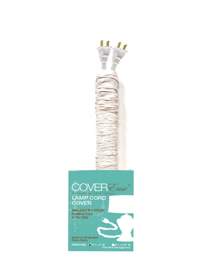 COVER EASE off-white 9ft faux silk cord cover conceals cords with elegant texture.