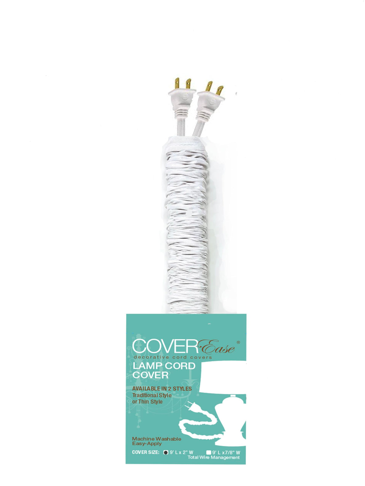 COVEREase white snow 9ft cord cover showing silk-like finish that hides cords