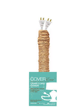 COVEREase Gold cord cover on a lamp cord showing silk-like finish and tidy look
