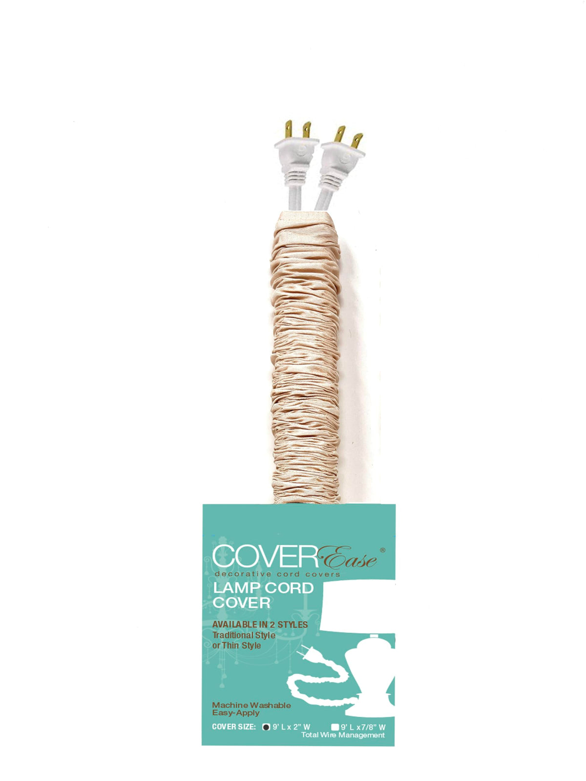 COVER EASE Tan Straw Lamp Cord Cover 9ft adds silk-like elegance to your lighting